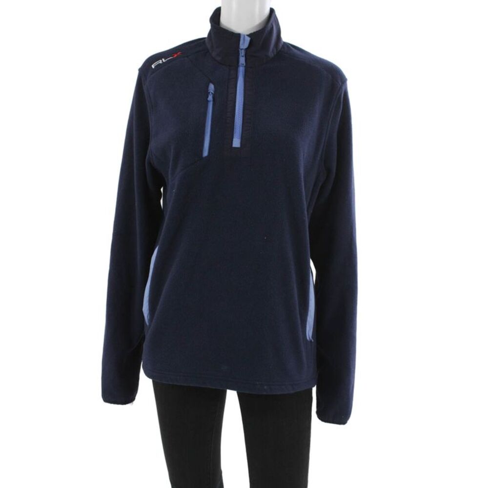 RLX Ralph Lauren Unisex Blue Sporty High Neck Zip Fleece Jacket Size S